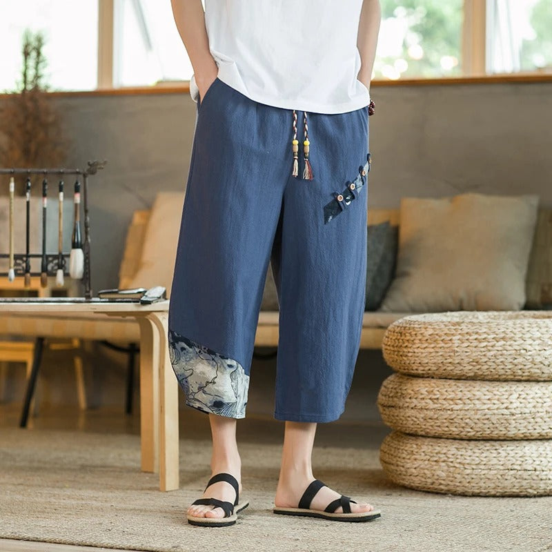 Japanese Summer Thin Cotton/Linen Cropped Pants
