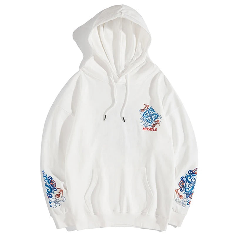 Bestickter Kapuzenpullover aus Baumwolle im Ethno-Stil