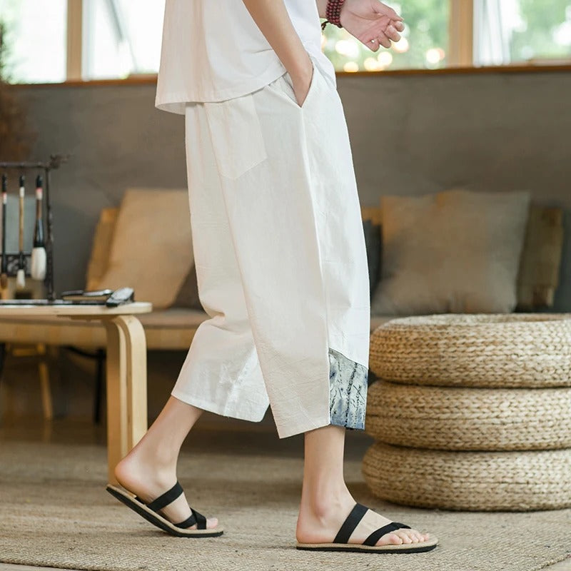Japanese Summer Thin Cotton/Linen Cropped Pants