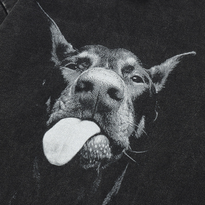Oversized Doberman Washed Cotton Hoodie