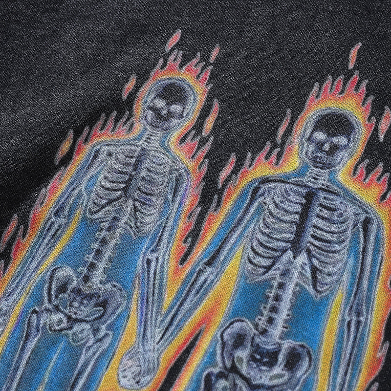 Skeleton Love Washed Oversized Hoodie