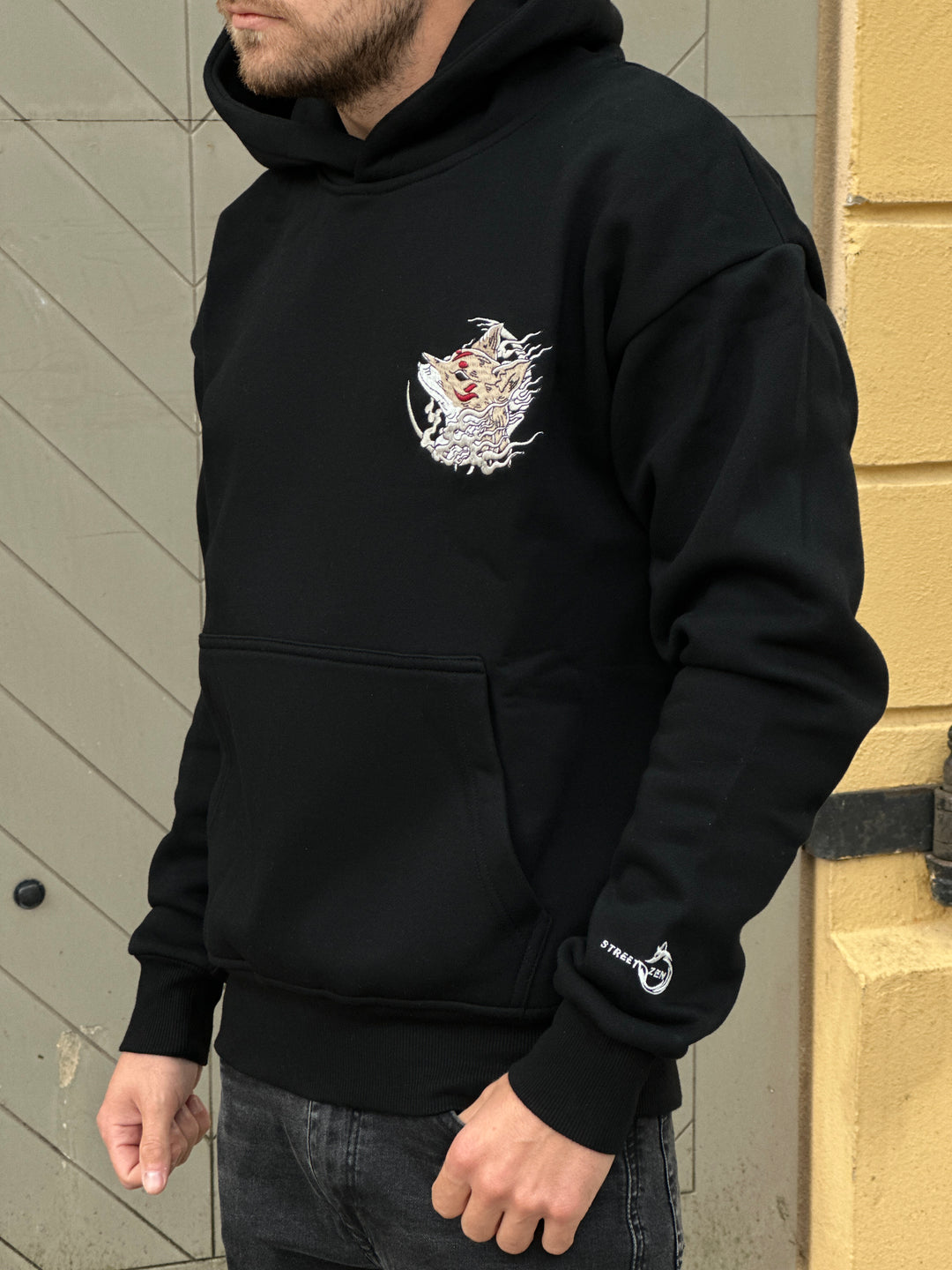 Heavy Embroidery Japanese Kitsune Fox Hoodie 400GSM