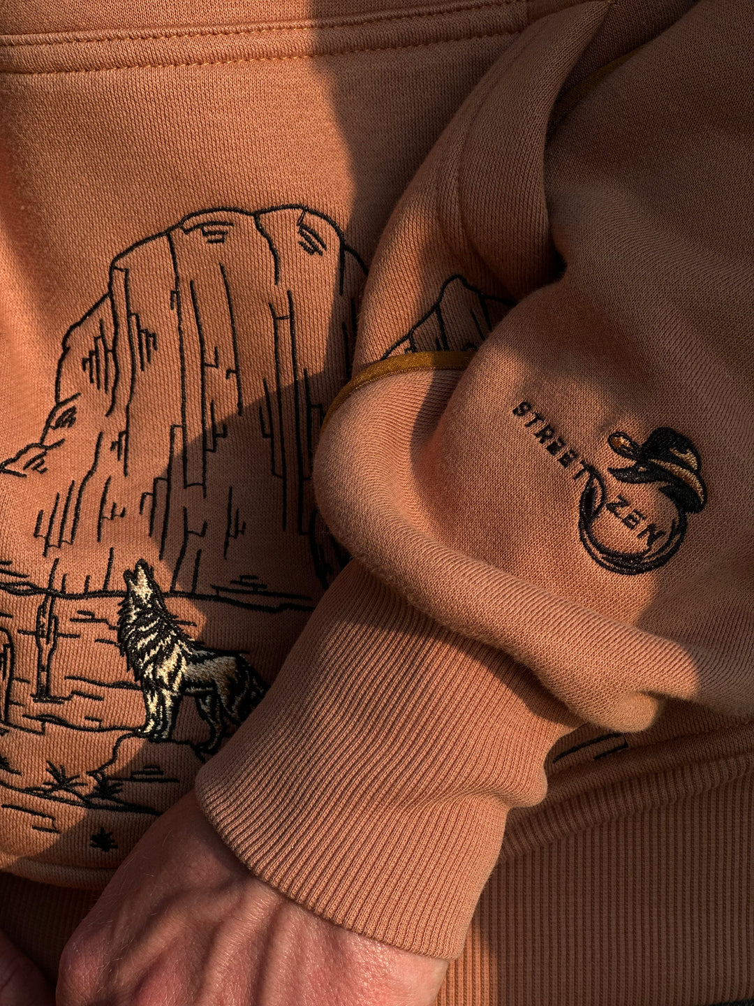 WESTERN Heavy Embroidery Hoodie 400GSM - Desert Clay Color