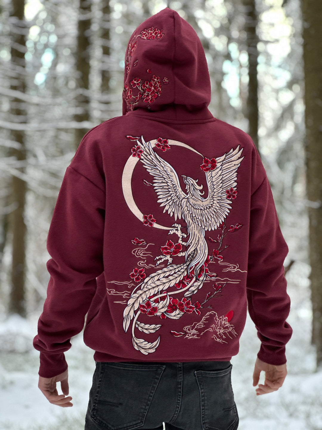Heavy Embroidery White Gold Phoenix Hoodie 400GSM