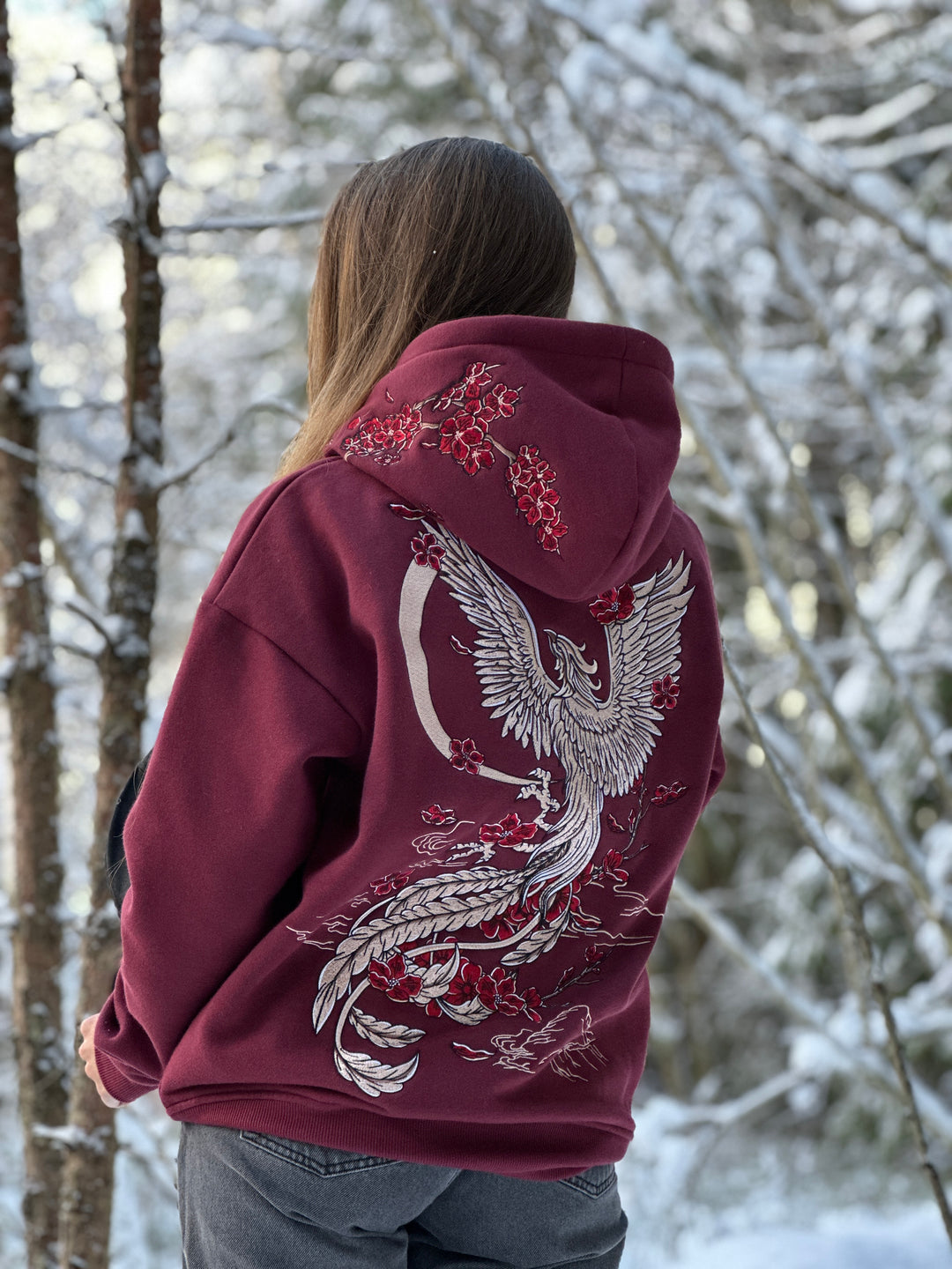 Heavy Embroidery White Gold Phoenix Hoodie 400GSM