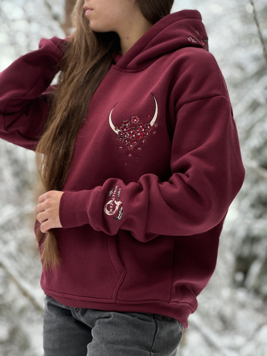Heavy Embroidery White Gold Phoenix Hoodie 400GSM