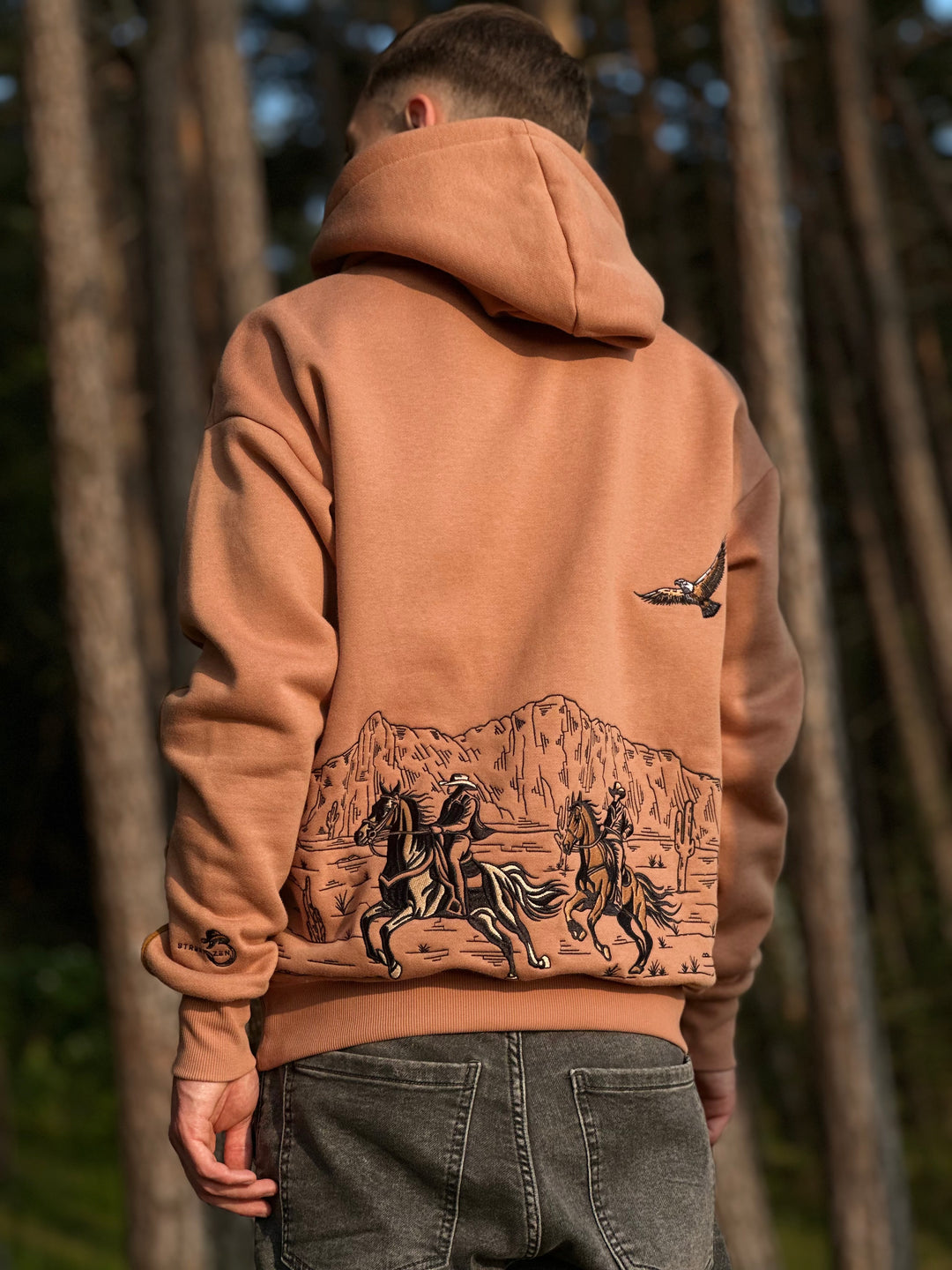 WESTERN Heavy Embroidery Hoodie 400GSM - Desert Clay Color