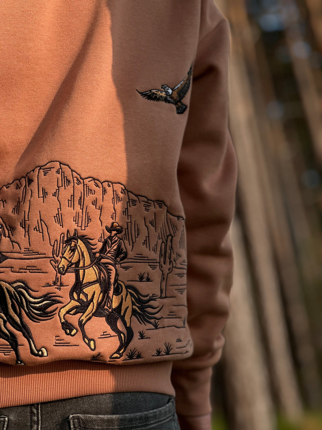 WESTERN Heavy Embroidery Hoodie 400GSM - Desert Clay Color
