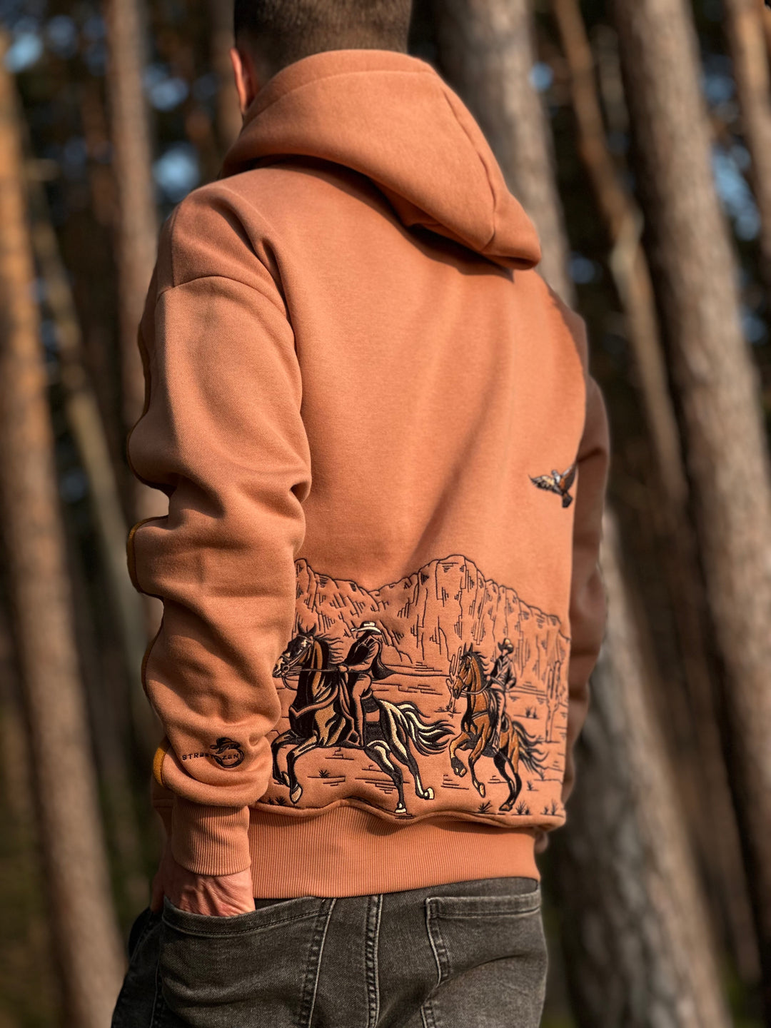 WESTERN Heavy Embroidery Hoodie 400GSM - Desert Clay Color