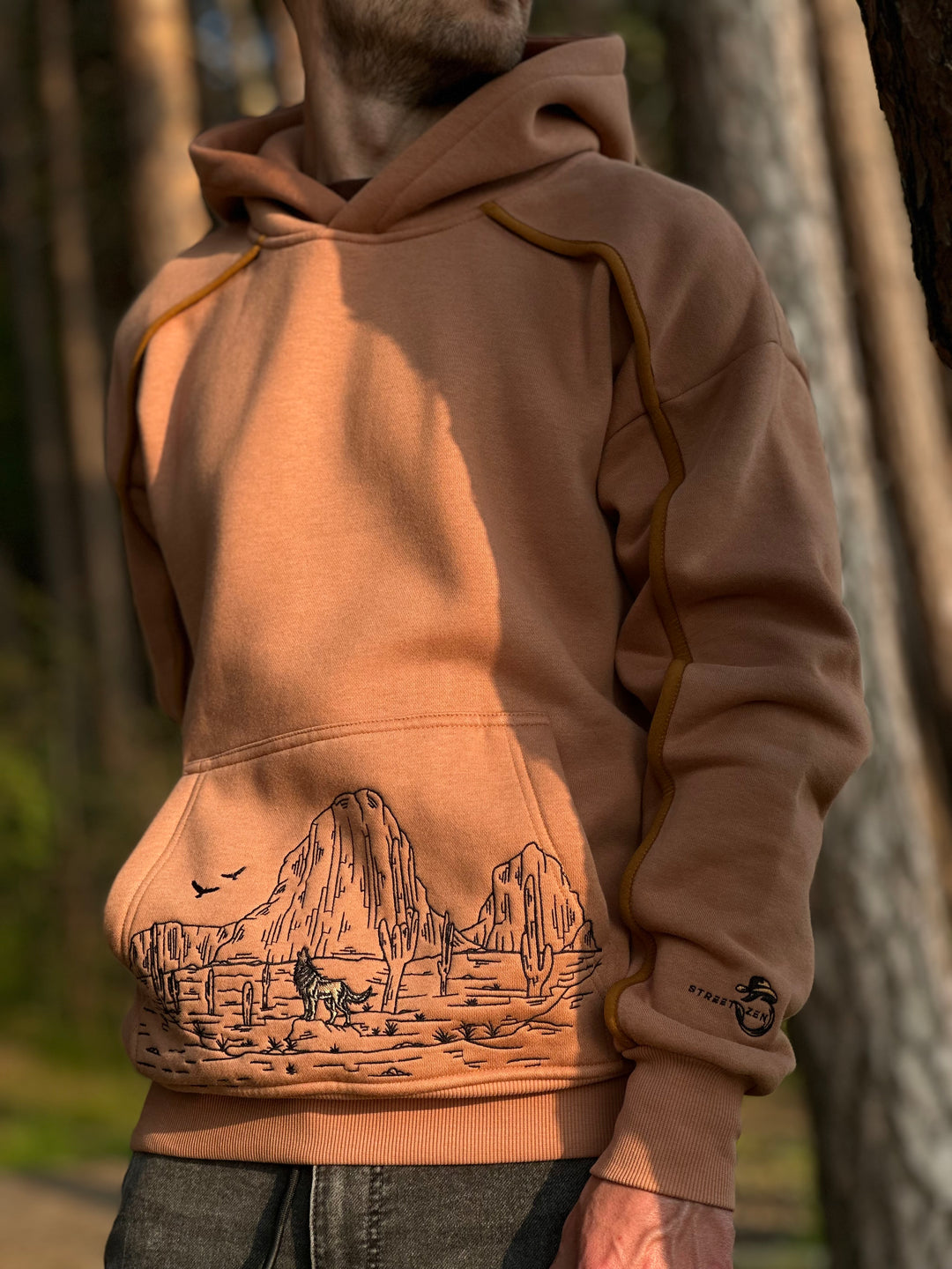 WESTERN Heavy Embroidery Hoodie 400GSM - Desert Clay Color