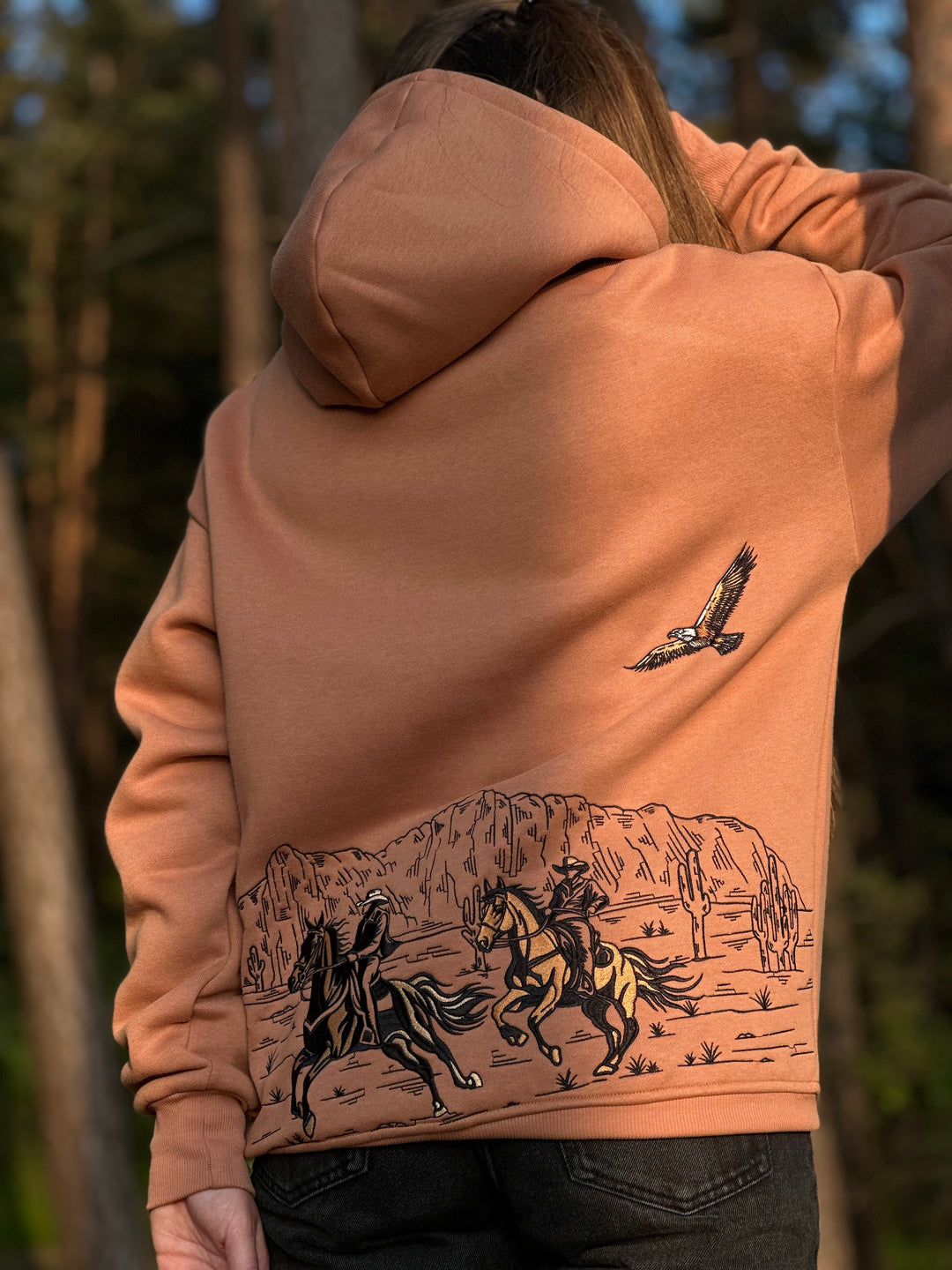 WESTERN Heavy Embroidery Hoodie 400GSM - Desert Clay Color