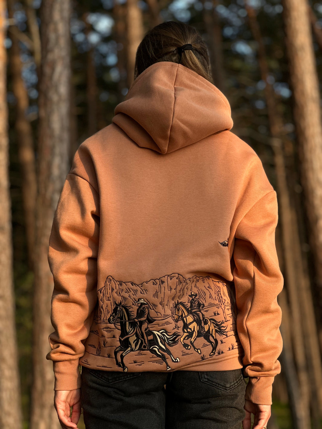 WESTERN Heavy Embroidery Hoodie 400GSM - Desert Clay Color