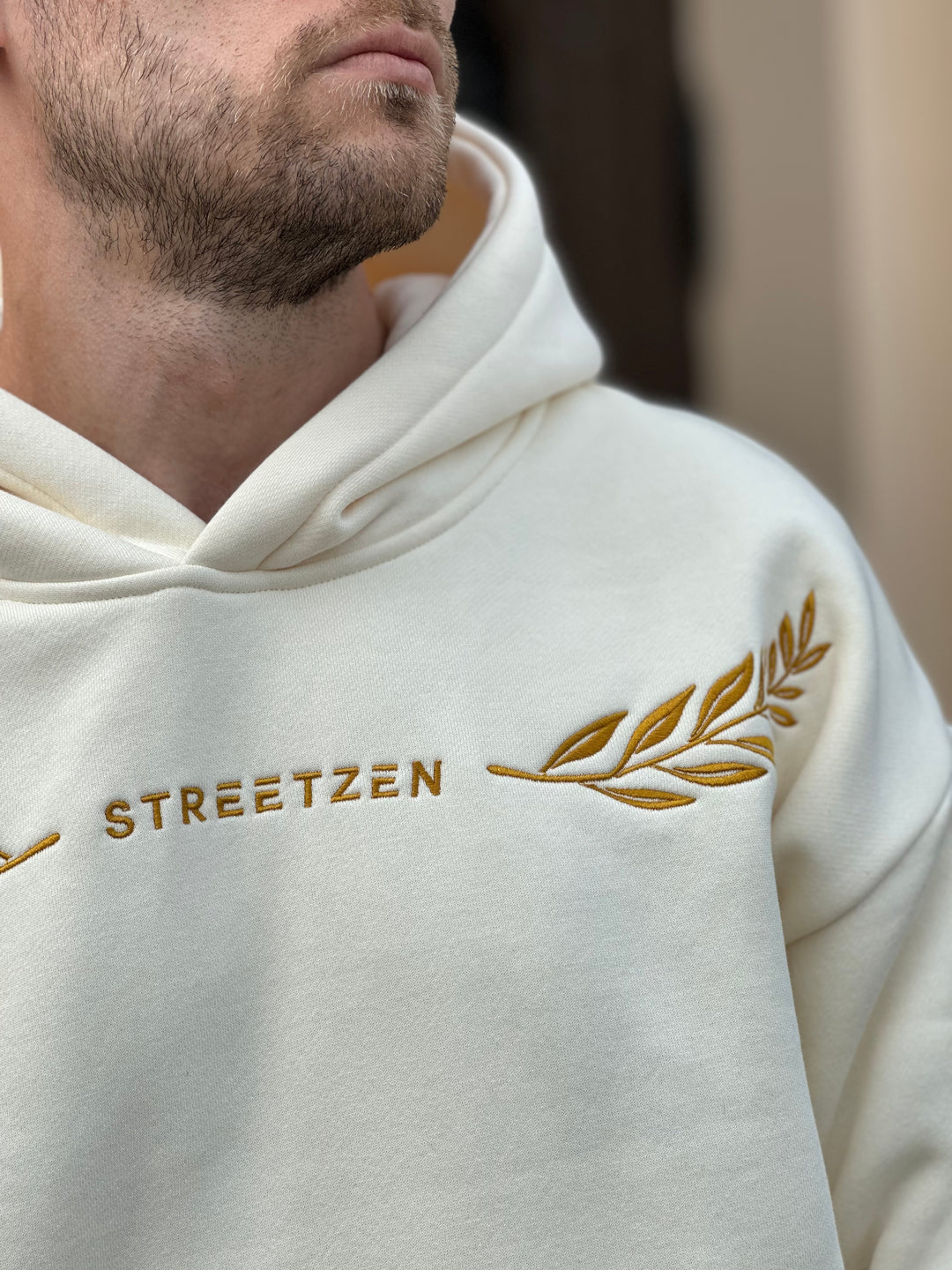 Ancient Rome - Heavy Embroidery Hoodie 400GSM - Antiqua Bone