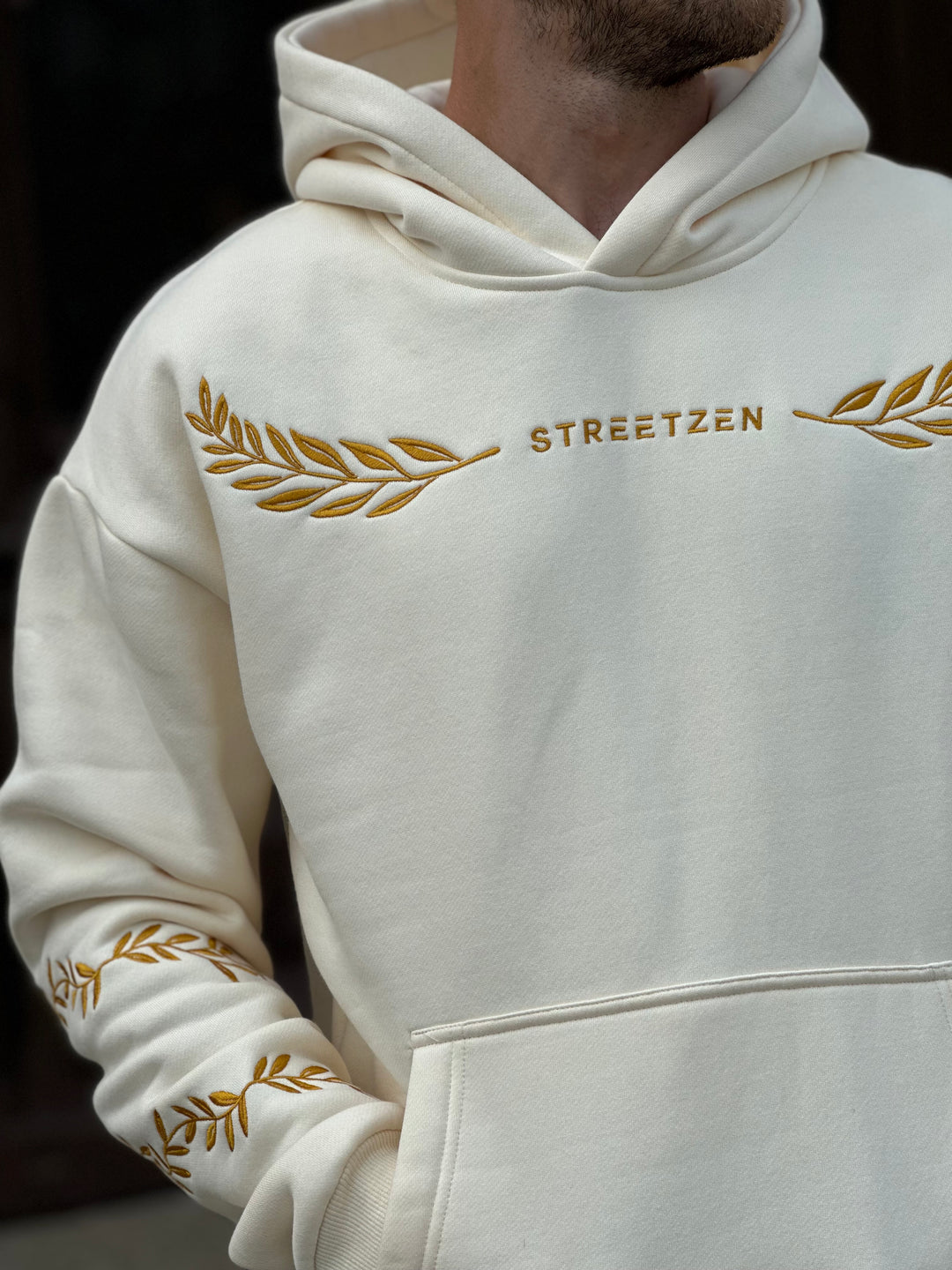 Ancient Rome - Heavy Embroidery Hoodie 400GSM - Antiqua Bone