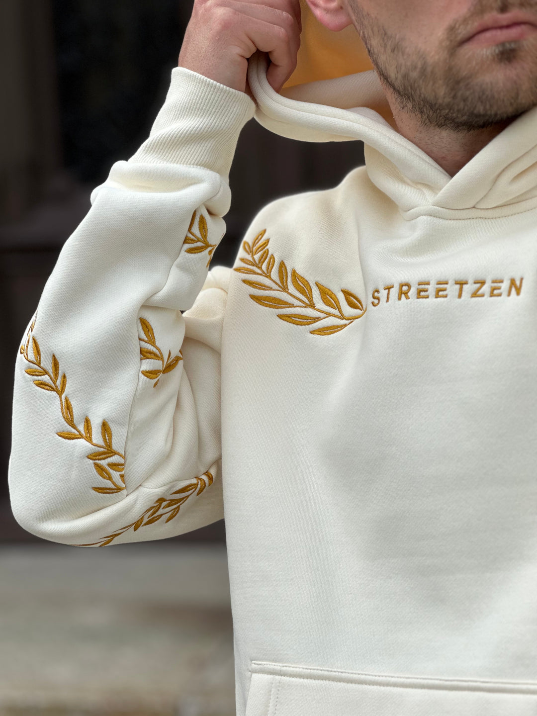 Ancient Rome - Heavy Embroidery Hoodie 400GSM - Antiqua Bone