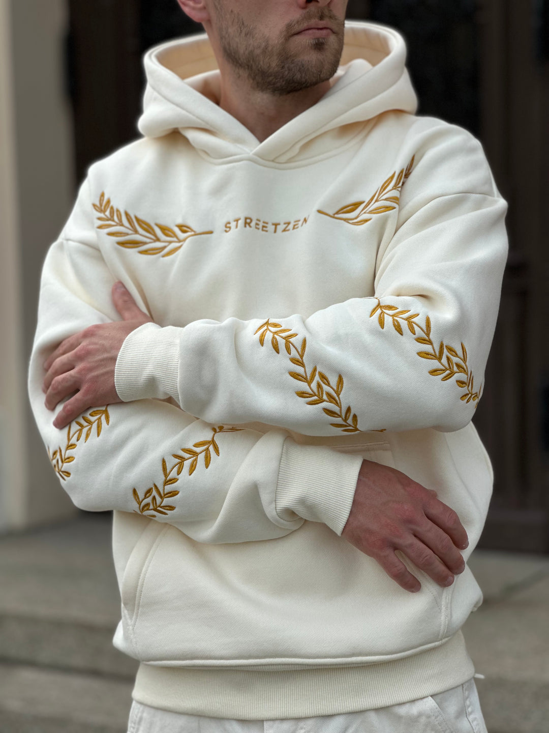 Ancient Rome - Heavy Embroidery Hoodie 400GSM - Antiqua Bone