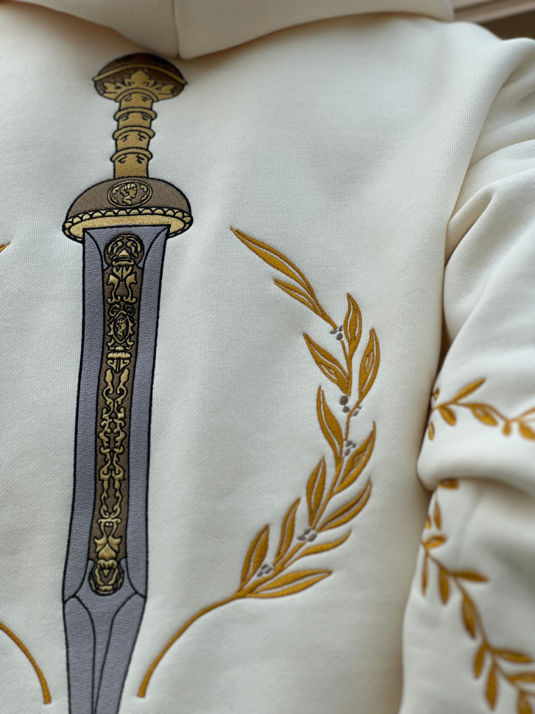 Ancient Rome - Heavy Embroidery Hoodie 400GSM - Antiqua Bone