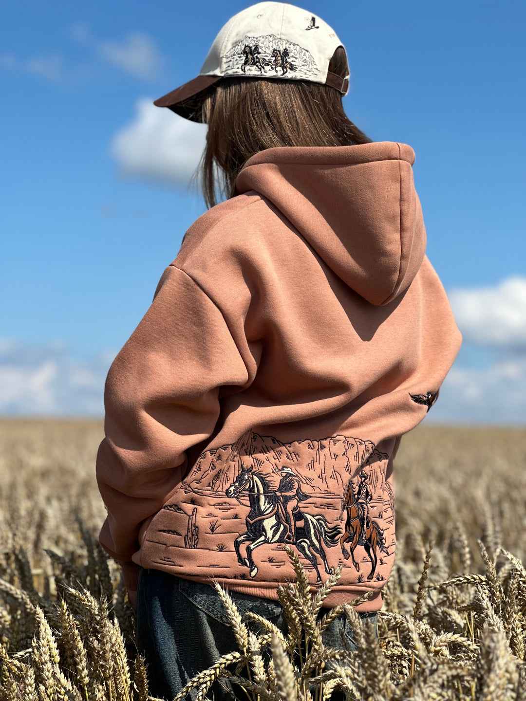 WESTERN Heavy Embroidery Hoodie 400GSM - Desert Clay Color