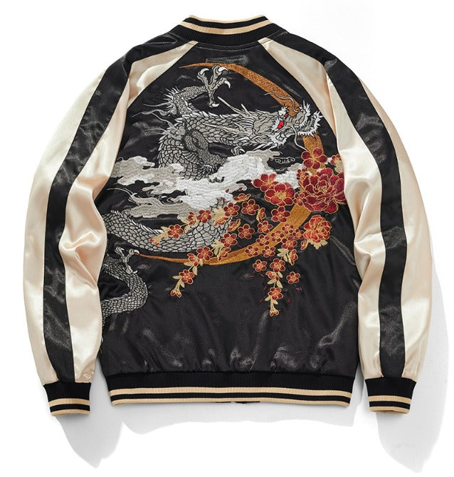 Yokosuka Crescent Dragon Embroidered Sukajan Jacket – streetzen