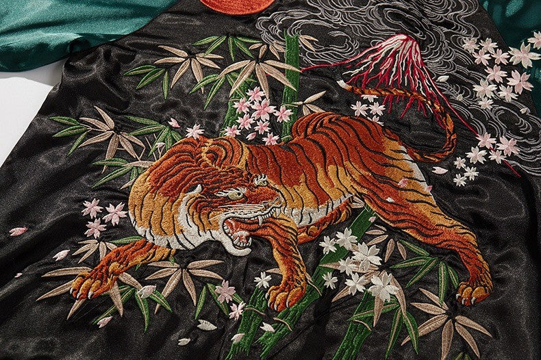 ジャケット・アウター Tiger Embroidery Velor Souvenir Jacket Japanesque Men's Japanese Souvenir Jacket Japan Map x Tiger