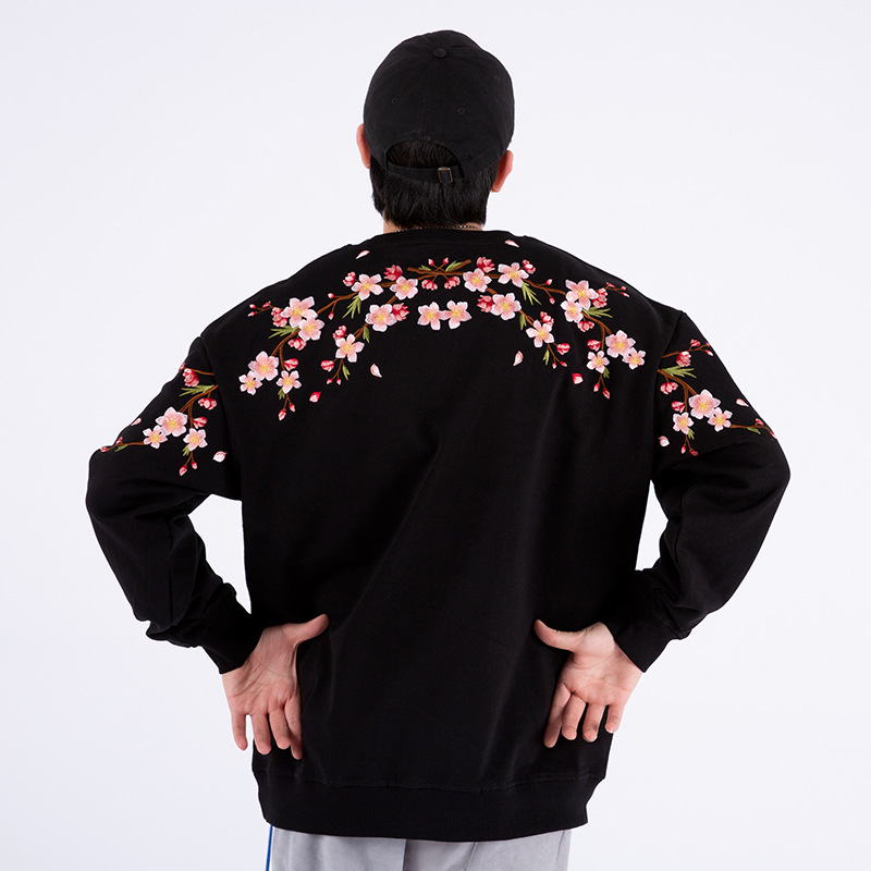 Embroidered Sakura Sweater, Japan Street Style (Unisex