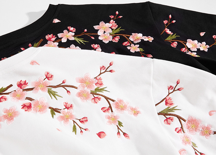 Embroidered Sakura Sweater, Japan Street Style (Unisex
