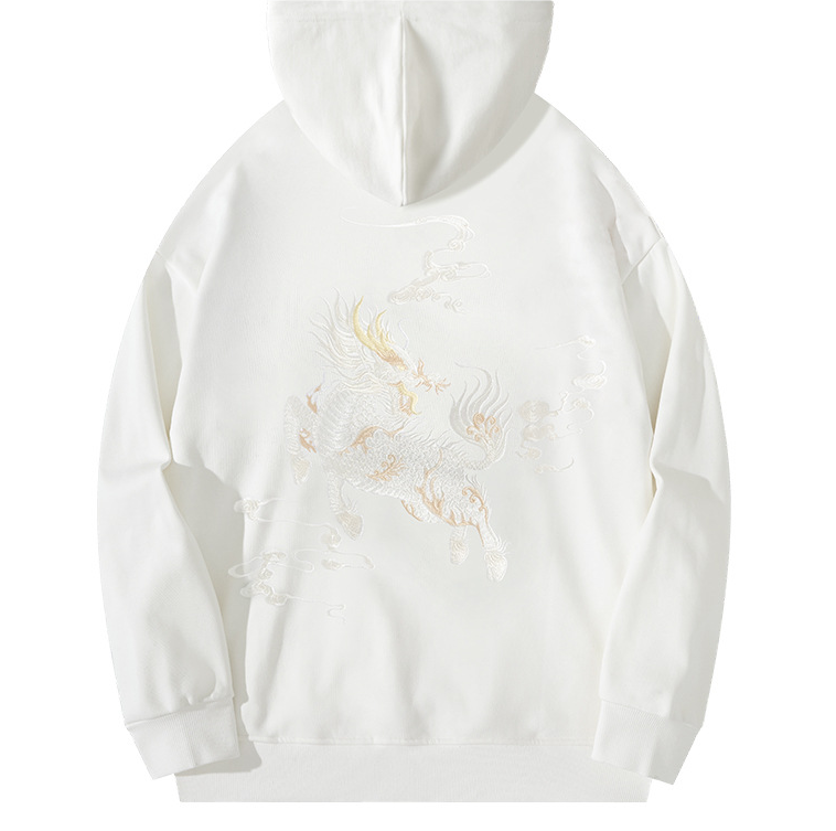 Dark Embroidery Mythical Dragon Hoodie, Unisex Cotton
