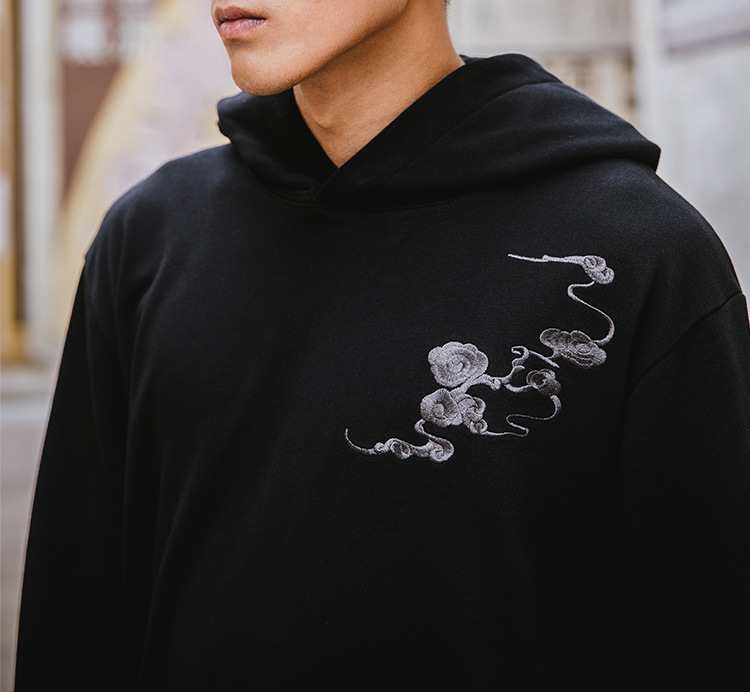 Dark Embroidery Mythical Dragon Hoodie, Unisex Cotton