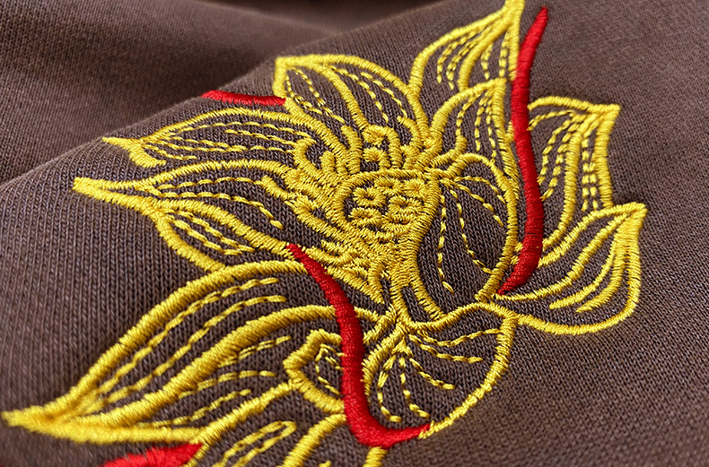Faded - Embroidered Lotus - Oriental Style Hoodie