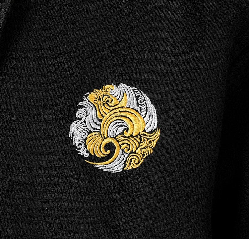 Azure Dragon Embroidery Hoodie
