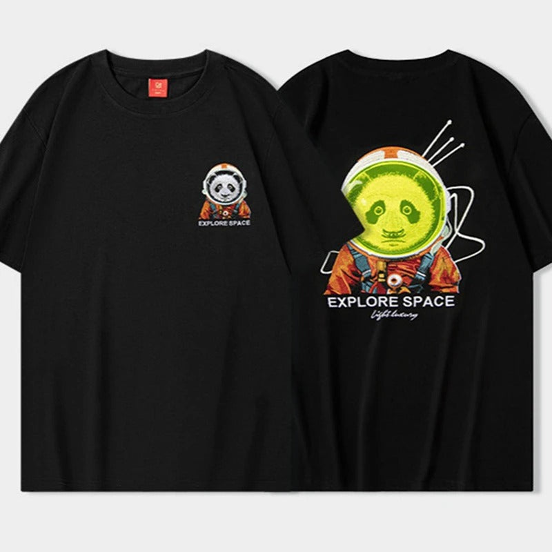 Astro Panda Embroidery T Shirt Cotton