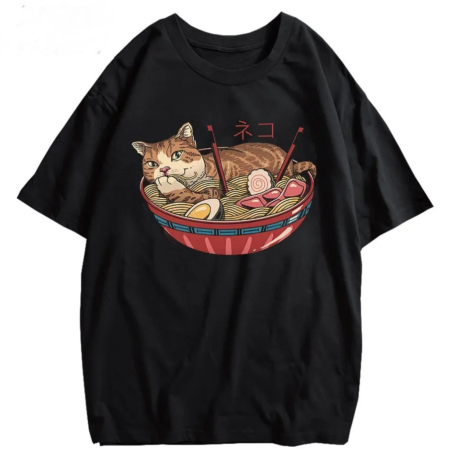 Genki Cat Washed Vintage T shirt
