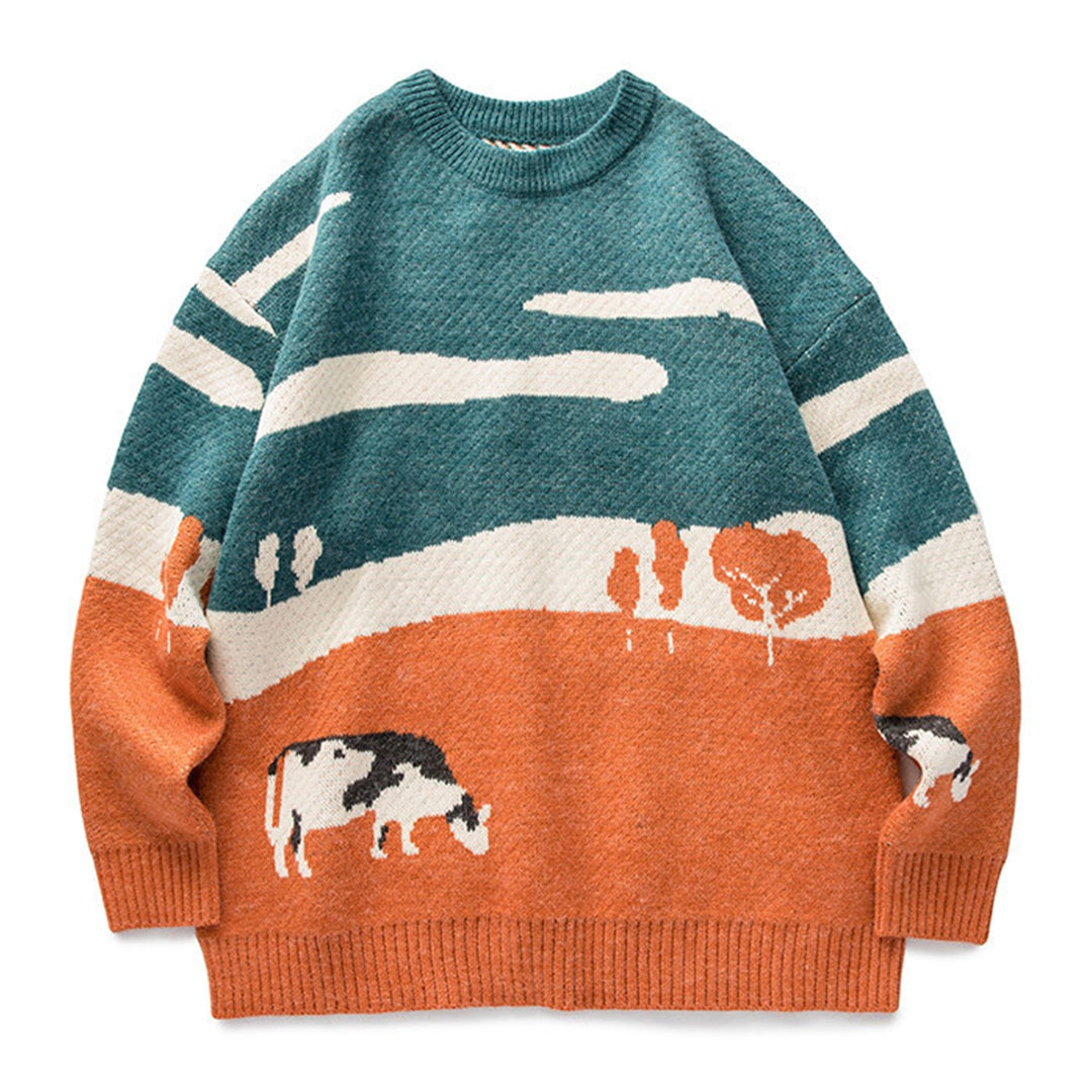 Knitted Sweater Vintage Cow, Unisex