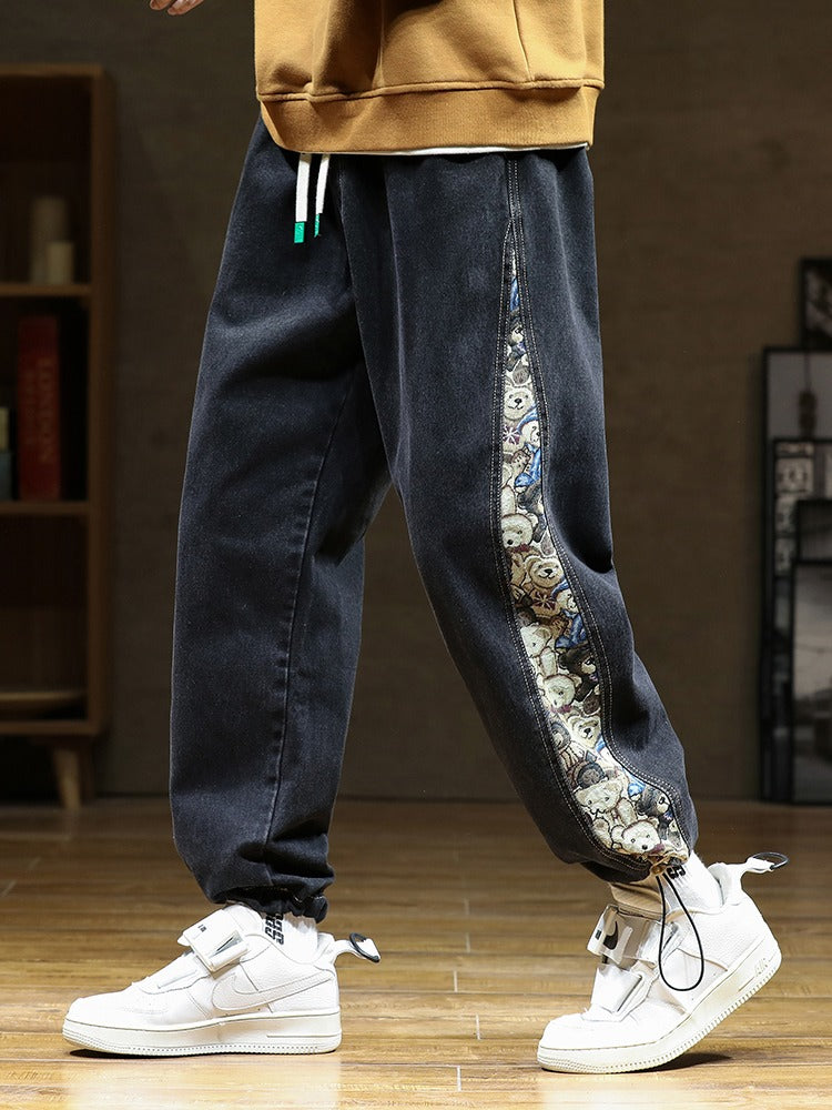 Baggy Embroidered Jeans - Bears