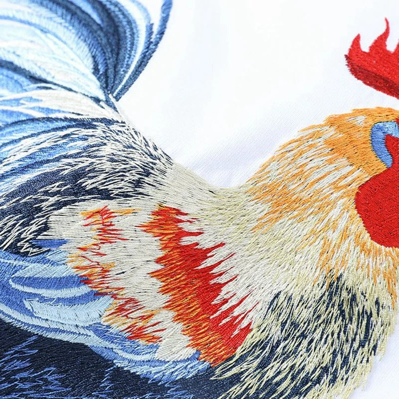 Majestic Rooster Heavy Embroidery T-Shirt