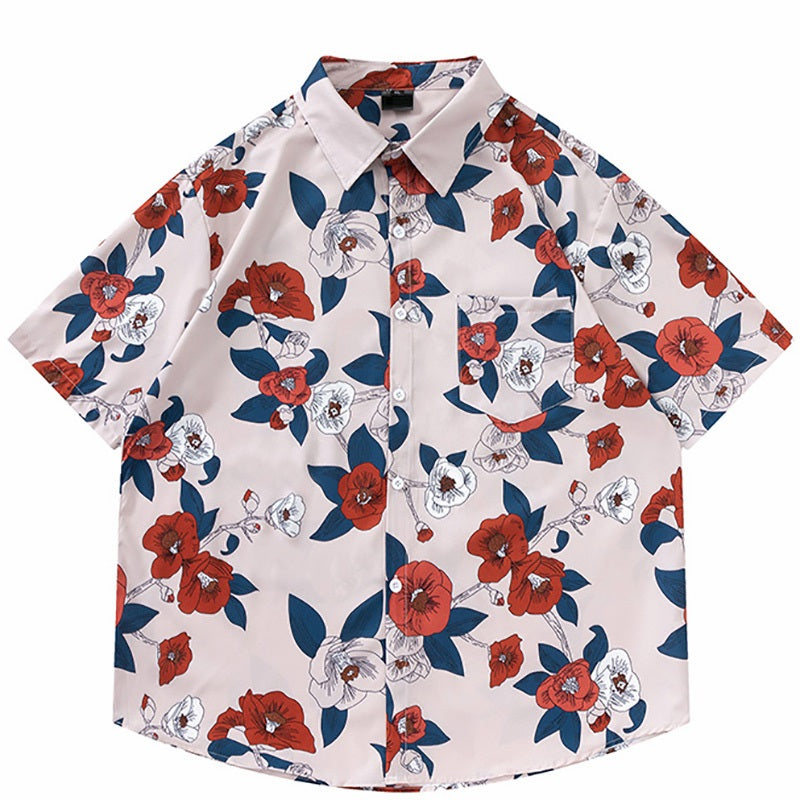 beach shirt poppy flowers