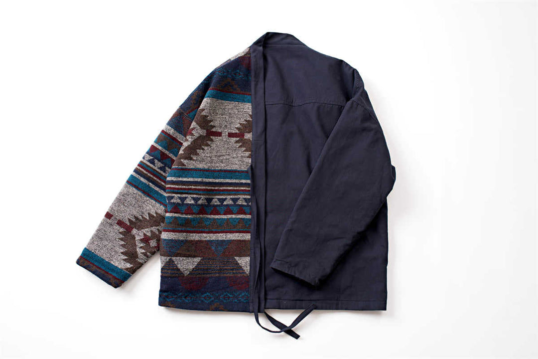 Navy Blue Haori Jacket, Reversible Japanese Kimono / Unisex Fit