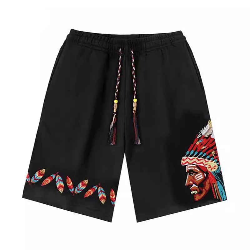 Heavy Embroidery Sport Shorts Native American Colors Unisex