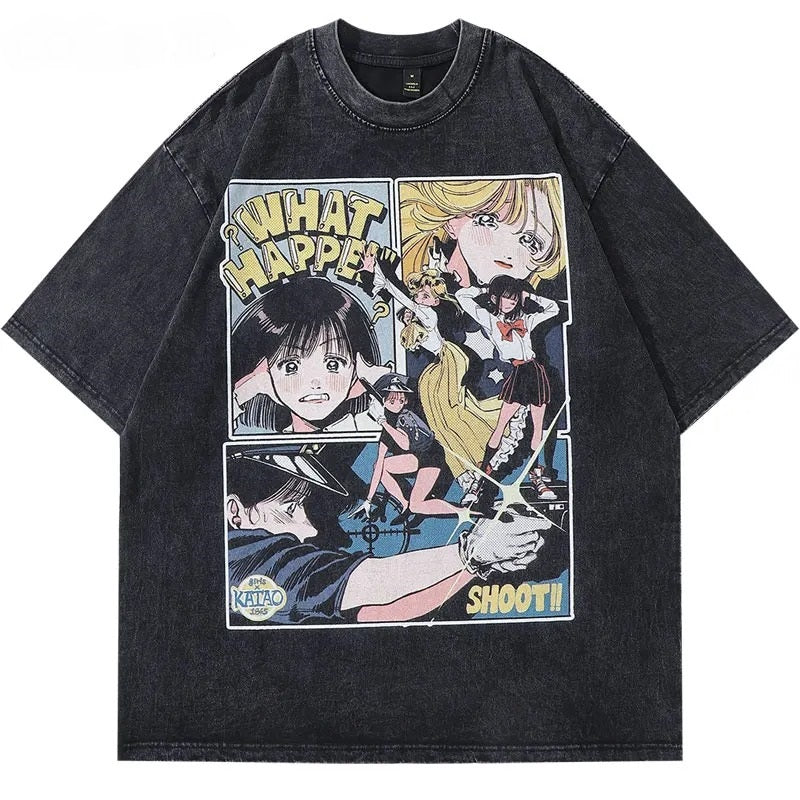 Retro Japanese Anime Shirt Oversized