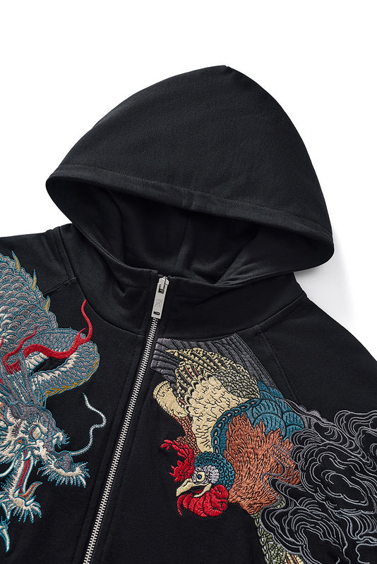Mythical Beasts Embroidered Zip Hoodie - Unisex Fit