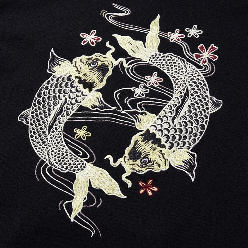 Embroidered Koi Carp Hoodie - Unisex Cotton