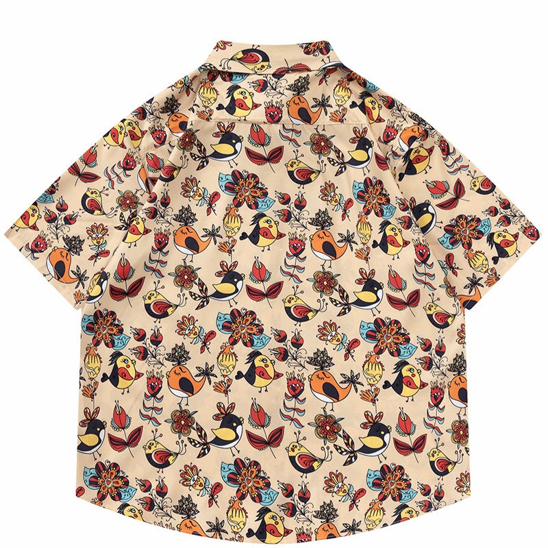 Harajuku Birds Unisex Beach-Hawaiian Shirt