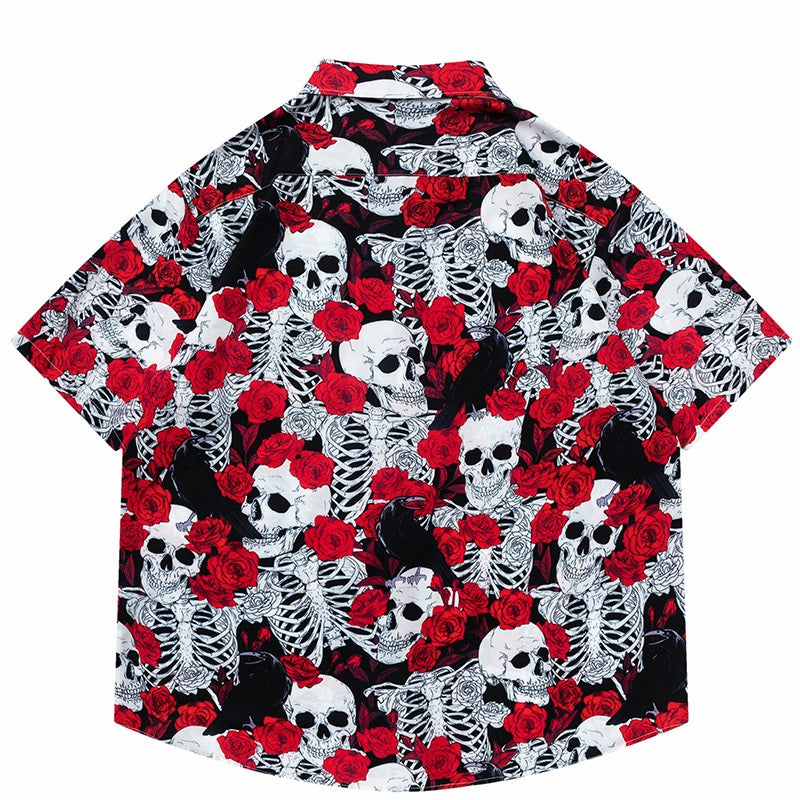 Rose Skeleton Unisex Beach-Hawaiian Shirt