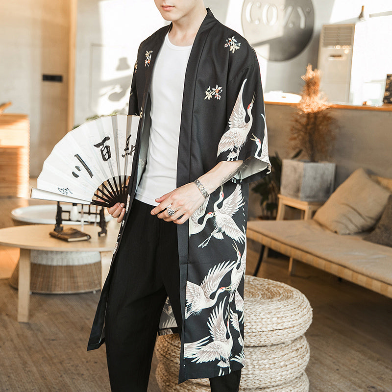 Crane Pattern Kimono, Japanese Robe