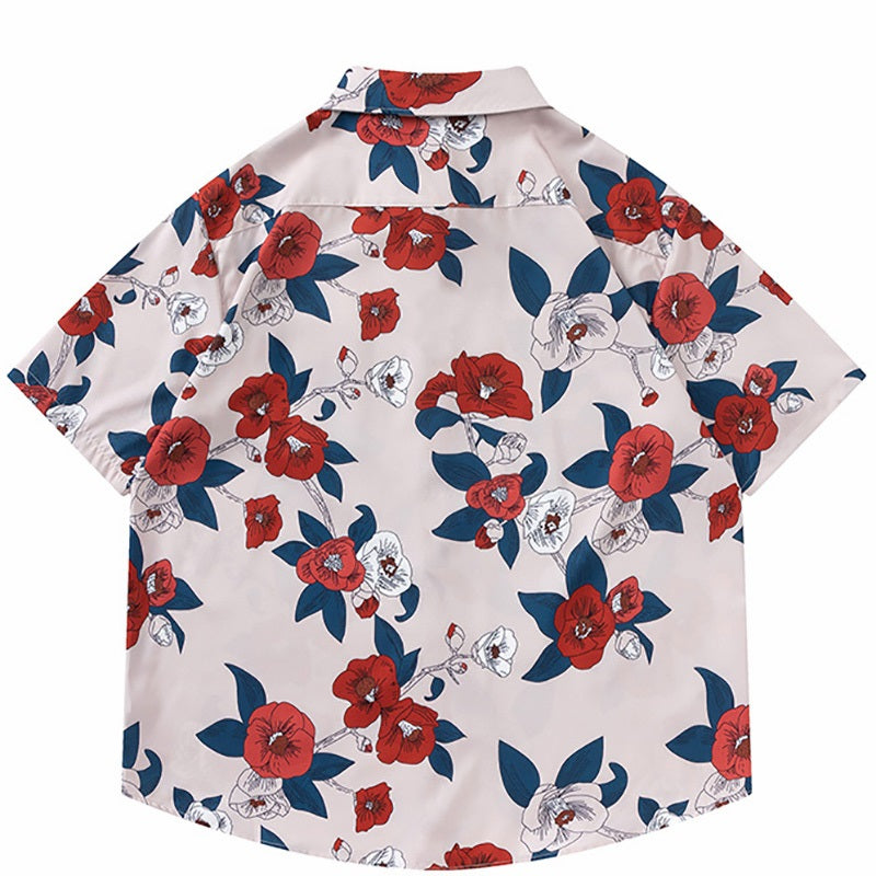 Oriental Poppy Flowers Unisex Beach Aloha Shirt