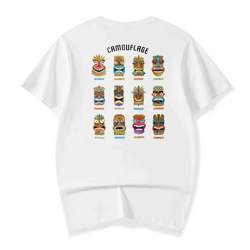 Camiseta bordada con máscara antigua