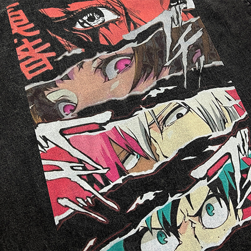 Gewaschenes japanisches Anime-T-Shirt Unisex