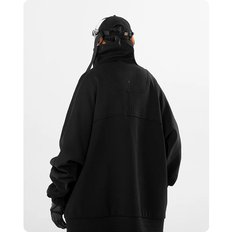 Übergroßer Fleece-Hoodie mit hohem Kragen