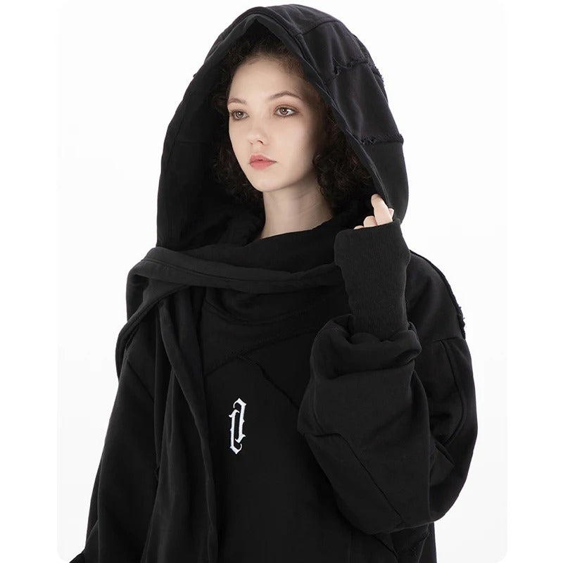 Oversized Scarf Hoodie Unisex Harajuku Pullover