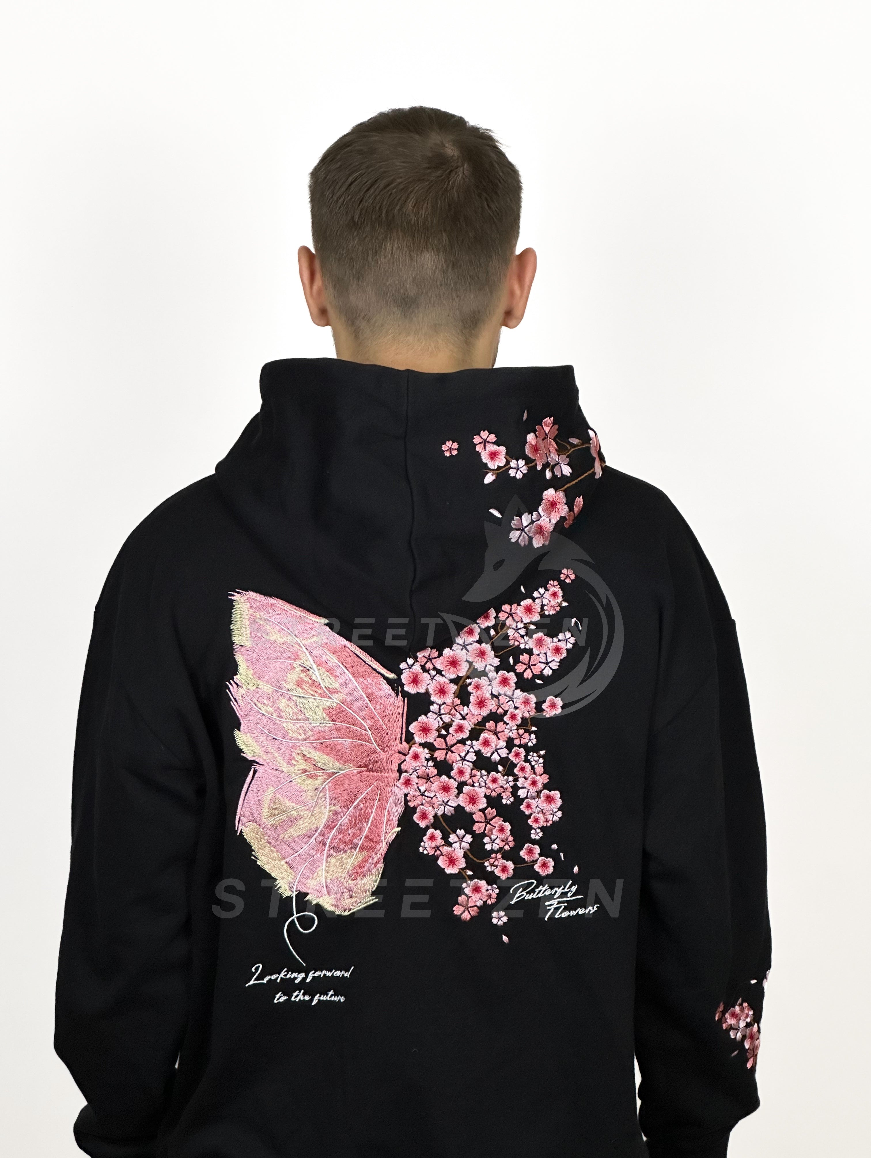 Embroidered Sakura Hoodie Japanese Streetstyle Unisex streetzen